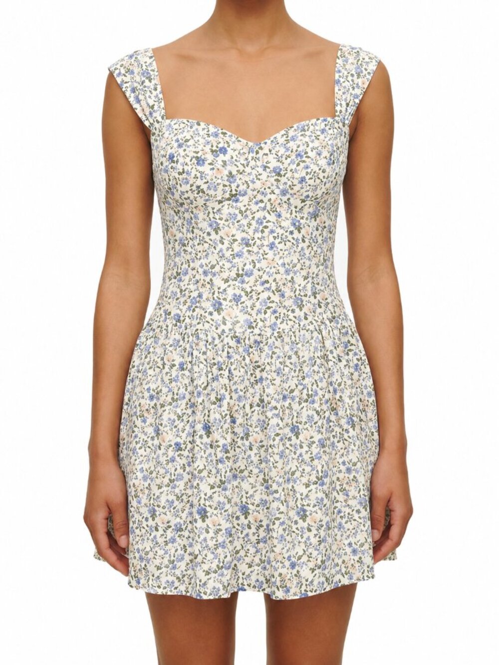 NWT Reformation Taiga Mini Dress Pixie Blue White Floral 4